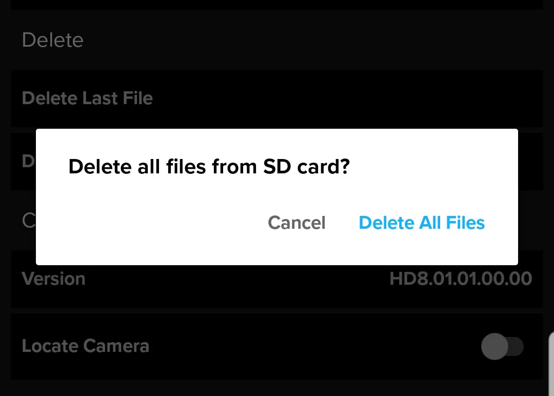 delete all files gopro app