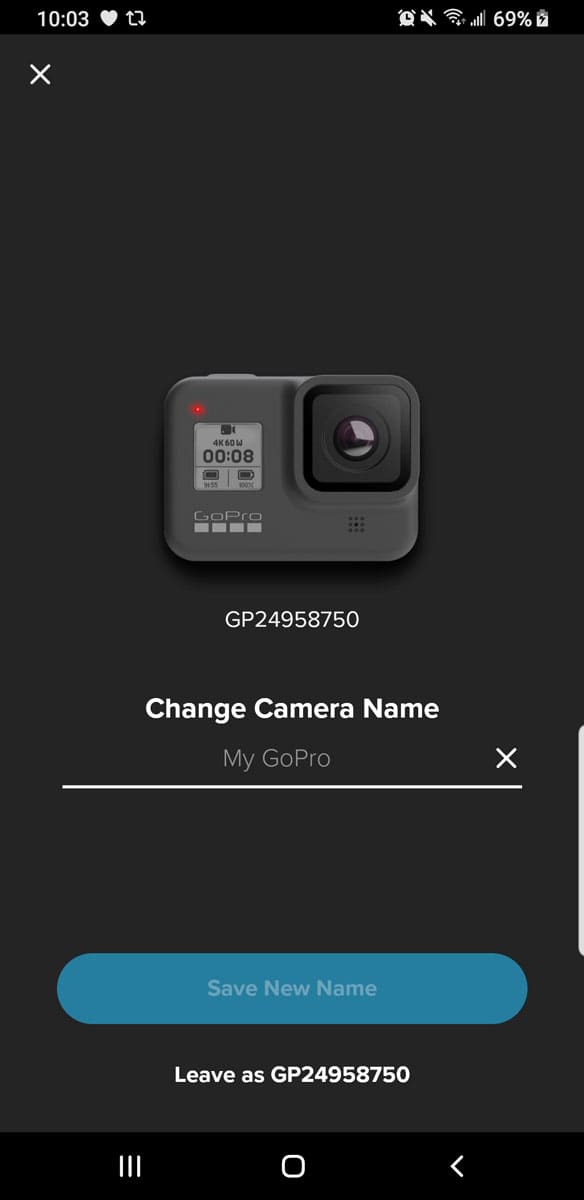 how to change gopro camera name
