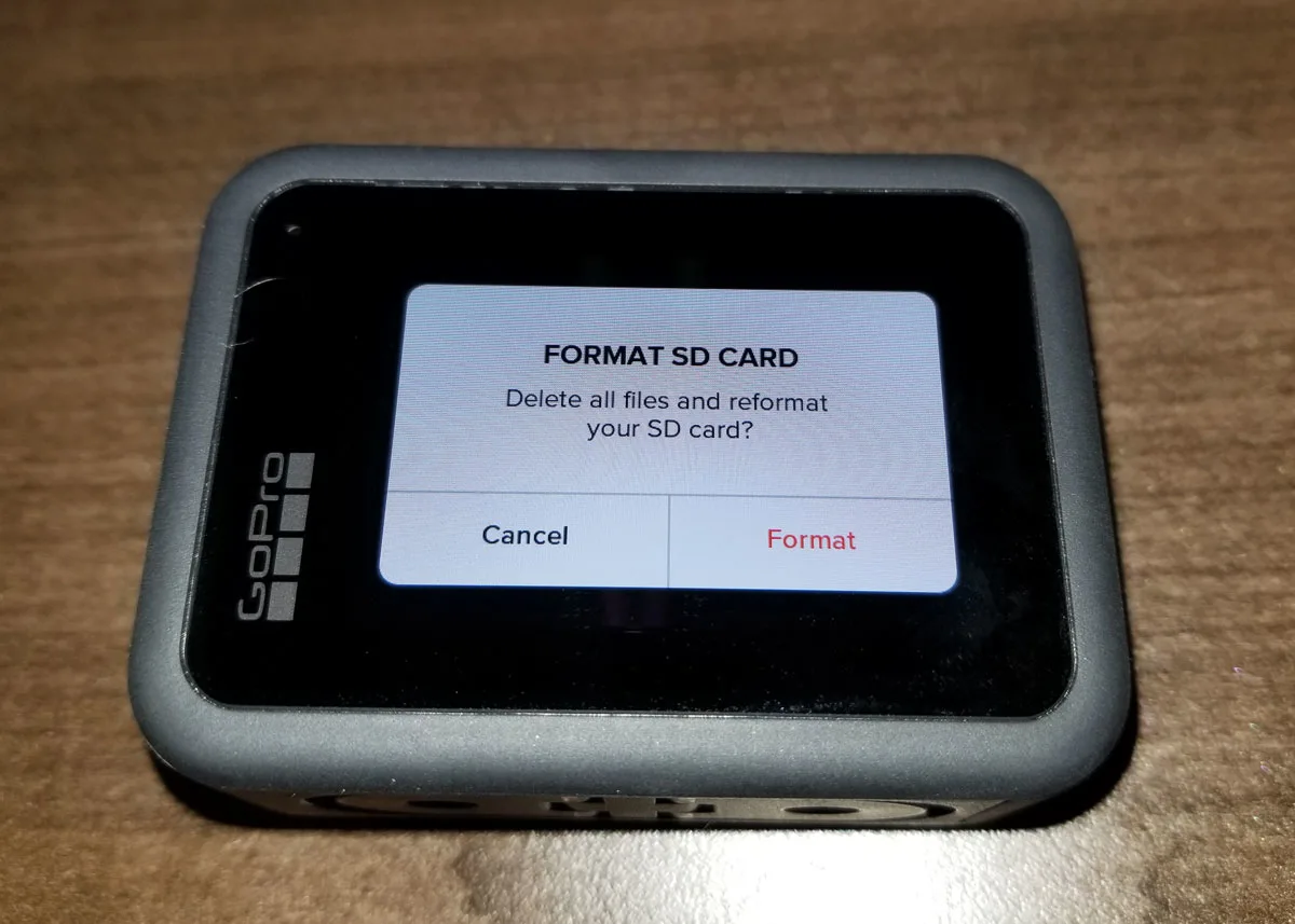 format sd card on gopro