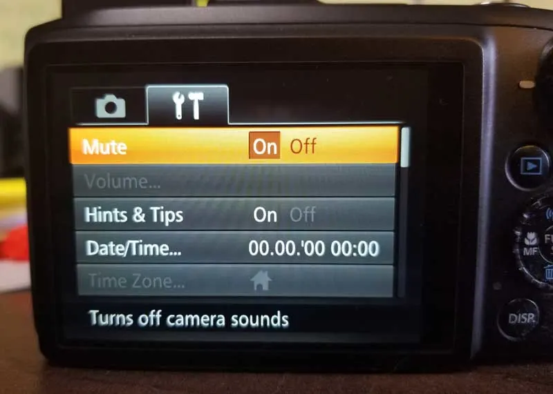 turn canon camera sounds off