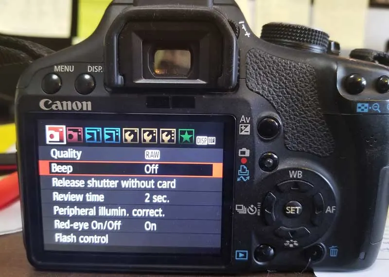 turn canon dslr sounds off