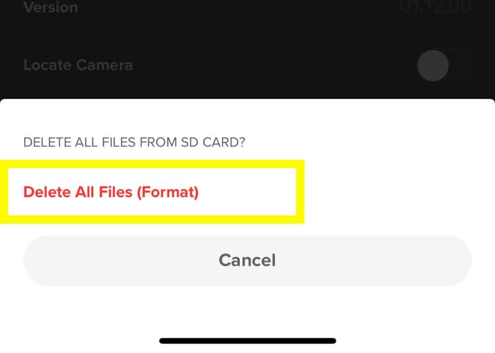 confirmation for formatting gopro sd card