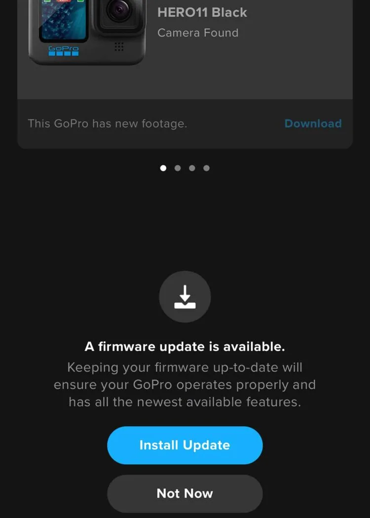 gopro firmware update is available